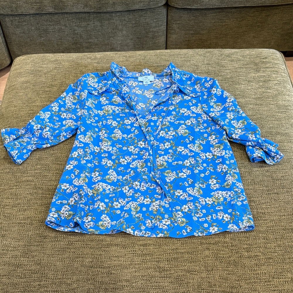 CeCe Blue Floral Kids Blouse